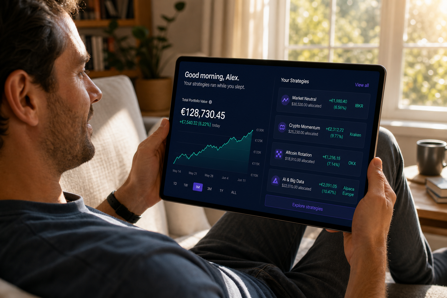 Checking portfolio dashboard in the morning